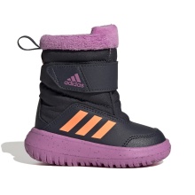 adidas Zimowe buty Winterplay I (Nylon, podszewka, osłona brudna, rzep) atramentowo-niebieskie/różowe dla małych dzieci